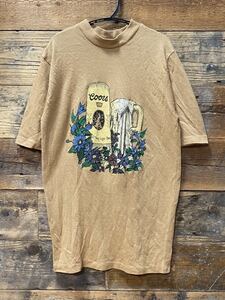 ビンテージ Coors beer　プリント tシャツ California USA製? size:不明(S程度) ベージュ　/　vintage クアーズ ビール 企業物 ロゴ LOGO