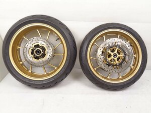 XSR700 RM22J 17-21 ヤマハ 純正 ゴールド ノーマル ホイール タイヤ ハブ ブレーキローター セット 前後 フロント リア 新車外し 美品