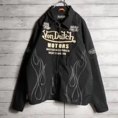 Von Dutch フルジップジャケット ブルゾン ファイヤー 袖着脱可能 黒