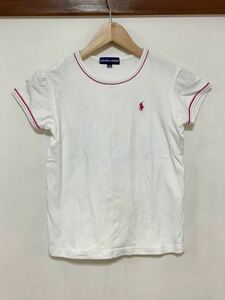 あ1440 RALPH LAUREN ラルフローレン 半袖Tシャツ キッズ 150 ホワイト/ピンク ストレッチ