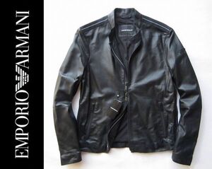 ◆本物◆EMPORIO ARMANI◆ラムレザーライダースジャケット ブラック50 新品