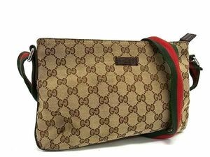 1円 GUCCI グッチ 189749 001998 シェリーライン GG柄 GGキャンバス クロスボディ ショルダーバッグ 斜め掛け ブラウン系 AX6990