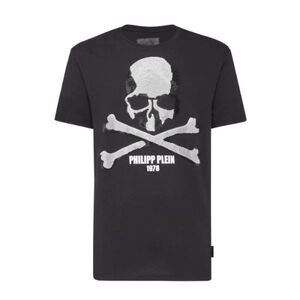 【CU】PHILIPP PLEIN フィリップ プレイン 半袖 Ｔシャツ MTK4258 【XXXL】ブラック ラインストーン スカルskull ロゴ【新品・正規品】