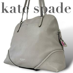 kate spade NEW YORK　ケイトスペード　トートバッグ　肩掛け　鍵　チャーム　ロゴ　上品　シンプル　グレー