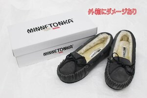 MINNETONKA ミネトンカ レディースムートンシューズ CALLY グレー 22cm ボアシューズ レザー スリッポン R2312-122