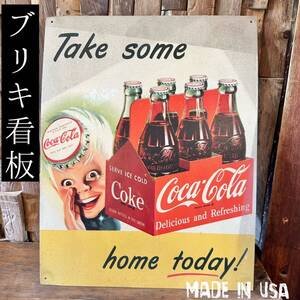 ブリキ看板 31.5cm×40.5cm コカコーラ Coca-Cola アメリカンインテリア USA アンティーク ガレージ アメリカ製 アメリカン雑貨