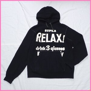 ★ヒステリックグラマー SUPER RELAX プルオーバー ニットパーカー FREE/メンズM相当/ブラック/ロゴプリント/カシミヤ混&1016900033