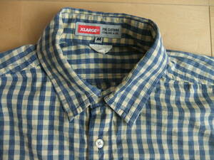 XLARGE COTTON SHIRTS cream blue 本国規格 旧モデル サイズM クリーム ブルー 半袖シャツ