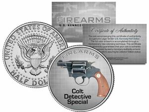 ★ コルト　COLT DETECTIVE SPECIAL Gun Firearm JFK Kennedy Half Dollar US Colorized Coin★希少★限定品★made in USA【Last one !】