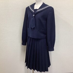 I664/Y(中古)山形県 山形市立第十中学校 女子制服2点 /指定品/160A/W66/セーラー/スカート/タイ/MICHEL KLEIN/冬服/紺/女子/学生服