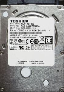 TOSHIBA MQ01ABF032 2.5インチ 7mm SATA600 320GB 578回 18453時間