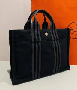 HERMES ● 美品 エルメス フールトゥ トートバッグ ハンドバッグ 黒 ブラック