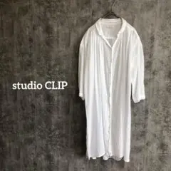 studio CLIP｜コットン スキッパー シャツワンピース｜7分袖｜薄手｜M