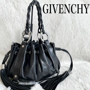 美品 希少 GIVENCHY リバーシブル パンプキン 巾着 ハンドバッグ 黒 ジバンシー ショルダーバッグ