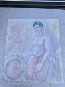 ◆真作　水彩画　人物画　岩井巍　2003年3月◆A-2551