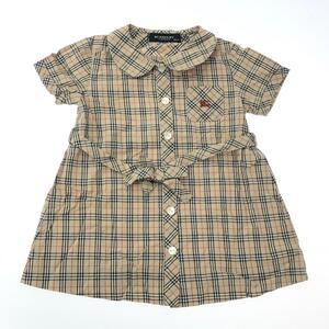 ◆BURBERRY LONDON バーバリーロンドン ノバチェックワンピース 80cm◆ ベージュ コットン キッズ 襟付き トップス 子供服