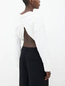 ALEXANDER WANG アレキサンダーワン 長袖シャツ ホワイト 綿 サイズ L 美品 Falling Back Ruched Collar Shirt