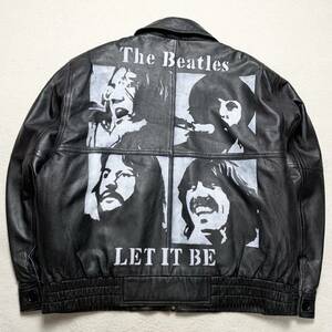 希少XL ビートルズ【極上のラムレザー】The Beatles ライダースジャケット bell maxim 革ジャン ブルゾン シープスキン 羊革 ブラック 1円