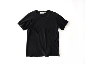 00s Emporio Armani ブラック イタリア製 コットン クルーネック 半袖 Tシャツ 丸首 タイト トリム リンガー S 無地 Euro Vintage Archive