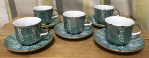 カップ&ソーサー★KANESHIGE CHINA★陶器★グリーン★約W13×H7×D13cm