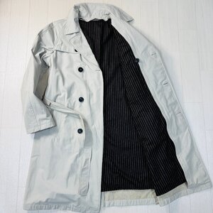 良品/48 L相当★アルマーニ/ARMANI COLLEZIONI 起毛ウールライナー トレンチコート ロング丈 ジャケット 2WAY アウター 白ベージュ