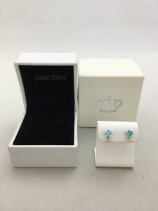 ジャスティンデイビス　ファイブスター　ブルー　ピアス　アクセサリー　シルバー　925　K18【B067642】