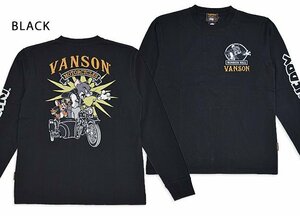 vanson×TOM＆JERRYコラボ 天竺ロングTシャツ◆vanson ブラックXLサイズ TJV-2330 ヴァンソン バンソン トムとジェリー 刺繍 バイカー