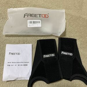 604t2828☆ 【左右手2枚入り】FREETOO 手首サポーター 強力サポート 吸汗速乾 男女兼用 スポーツ 家事 育児 パソコン/スマホ操作 ブラック