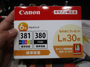 未使用　キヤノン 純正 インクタンク マルチパック 6色 BCI-381（BK/C/M/Y/GY）+BCI-380 BCI-381+380/6MP　標準容量　L判写真用紙30枚付き