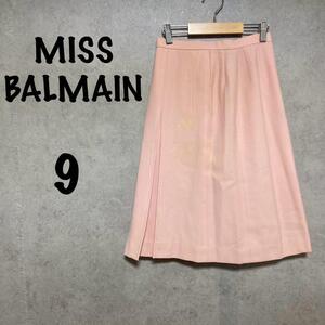 MISS BALMAIN（9）ひざ丈ボックスプリーツスカート＊ウール混＊ピンク