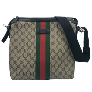 グッチ GUCCI シェリーラインショルダーバッグ ベージュ×シルバー金具 GGプラス ショルダーバッグ レディース 中古