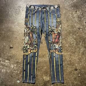 DOLCE&GABBANA STRETCH SKINNY JEANS WITH NAPOLEON PRINT ドルチェアンドガッバーナ ナポレオン プリント スキニー デニム パンツ 48