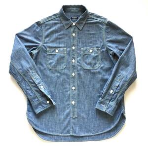 美品 JOURNAL STANDARD Work Chambray shirt ジャーナルスタンダード ワーク シャンブレーシャツ Mサイズ 3本針ステッチ 猫目ボタン 綿100%