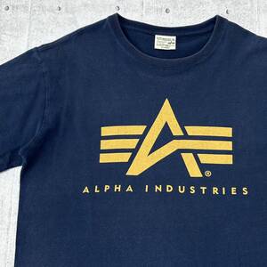 ALPHA ビッグロゴ デカロゴ Tシャツ クルーネック 半袖 アルファ　　ALPHA INDUSTRIES アルファインダストリーズ フェード 色あせ 玉10318