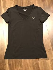 値下げ★PUMA　半袖　Tシャツ　スポーツウエア　レディース　Vネック　黒　S　DRY CELL　クリックポスト