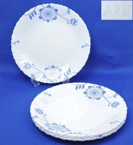 値下げ【長期保管品】洋食器 アルク プレート 大皿 5枚セット 25cm ホワイト ブルー フランス