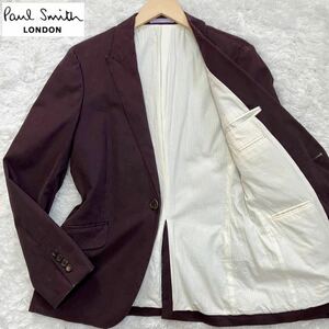 希少Lサイズ◆Paul smith LONDON テーラードジャケット [人気のボルドー] ポールスミス 1B コットン ストレッチ ブレザー メンズ ビジネス