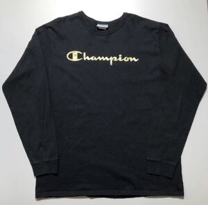 【XL】Champion GOLD LOGO L/S BLACK チャンピオン ゴールドロゴ ロングスリーブ ブラック ロングTシャツ N59