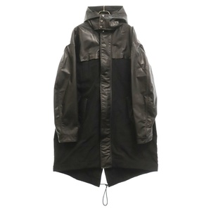 DSQUARED2 ディースクエアード 20SS TAFF POLY PARKA S74AH0091 S49799 素材切替 ジップアップ ロングジャケット ブラック