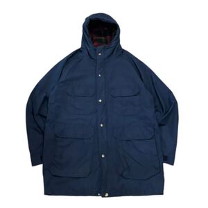 【USA製】 80s Woolrich ウールリッチ マウンテンパーカー ジャケット 裏地チェック メンズM ネイビー アメリカ製 ビンテージ 60/40クロス