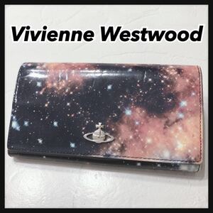 ☆VivienneWestwood☆ ヴィヴィアンウエストウッド 長財布 財布 ウォレット ブラック オレンジ 宇宙柄 オーブ レディース 送料無料