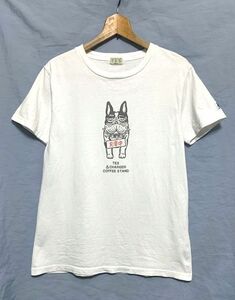 ★美品　TES THE ENDLESS SUMMER　BUHI犬 充電中 イラスト ヘビーウェイトコットン クルーネックTシャツ 日本製 オフホワイト S