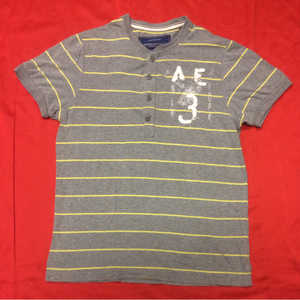 AMERICAN EAGLE VINTAGE FIT ボーダーヘンリーネックTシャツ M