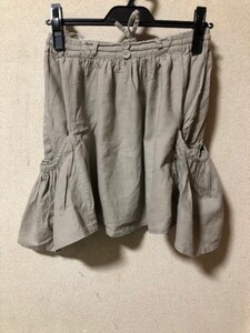 ミニスカート　麻混　ベージュ　Mサイズ　美品