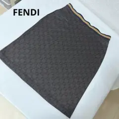 美品 FENDI フェンディ ズッカ柄 スカート ストレッチ 42 ブラウン