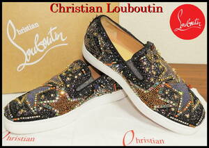 豪華! 半額 Christian Louboutin Pistozetoile Flat 正規品 クリスチャンルブタン スニーカー メンズ 42 装飾 美品 スリッポン スワロ ラメ