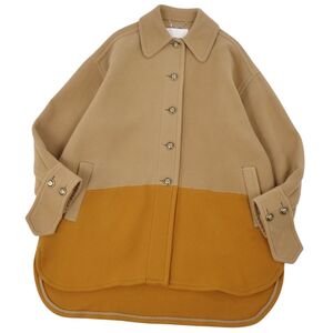 極美品 クロエ Chloe 20AW ジャケット コート ミドル丈 オーバーサイズ カラーブロック バイカラー レディース 34 cf12de-rm10r07649