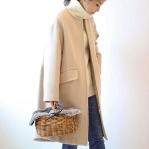 Spick&Span スピックアンドスパン　ladies レディース　wool ウール製　ジップノーカラーコート　トップス　アウター　カジュアル　S 