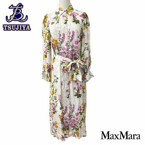 ★大幅値下げ★ MaxMara マックスマーラ　レディース　ロングフレアーワンピース　花柄　サイズ38　ホワイト　新品同様【辻屋質店A2177】