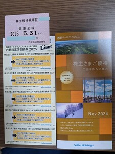 西武鉄道株主優待乗車証電車全線定期タイプ　内野指定席引換券2025　冊子1